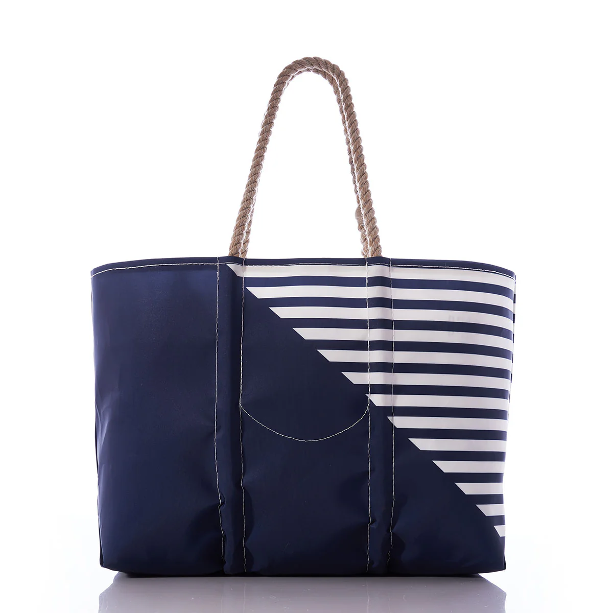 Breton Stripe White Anchor Large Tote - Image 3