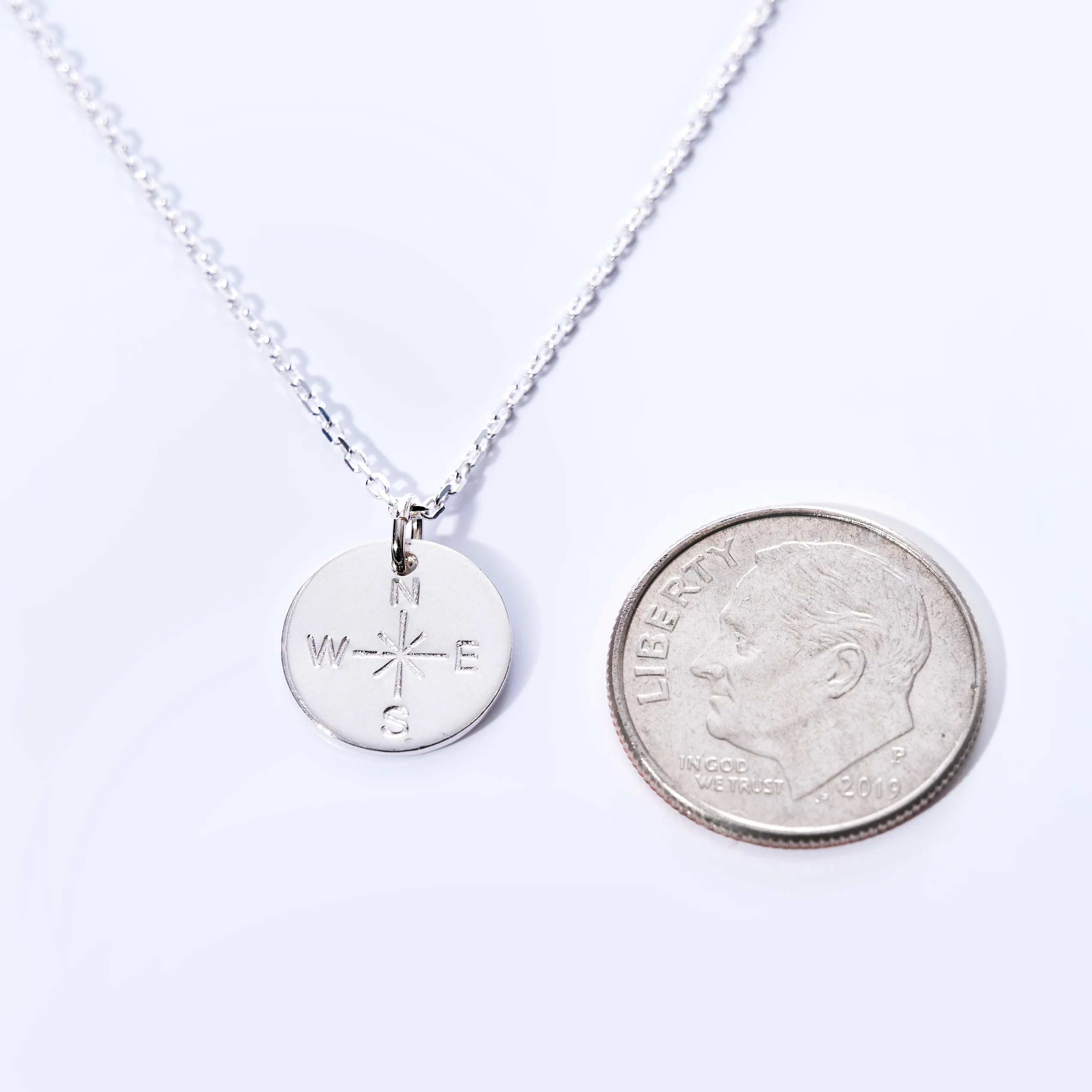Pendant Necklace - Silver Compass Rose - Image 3