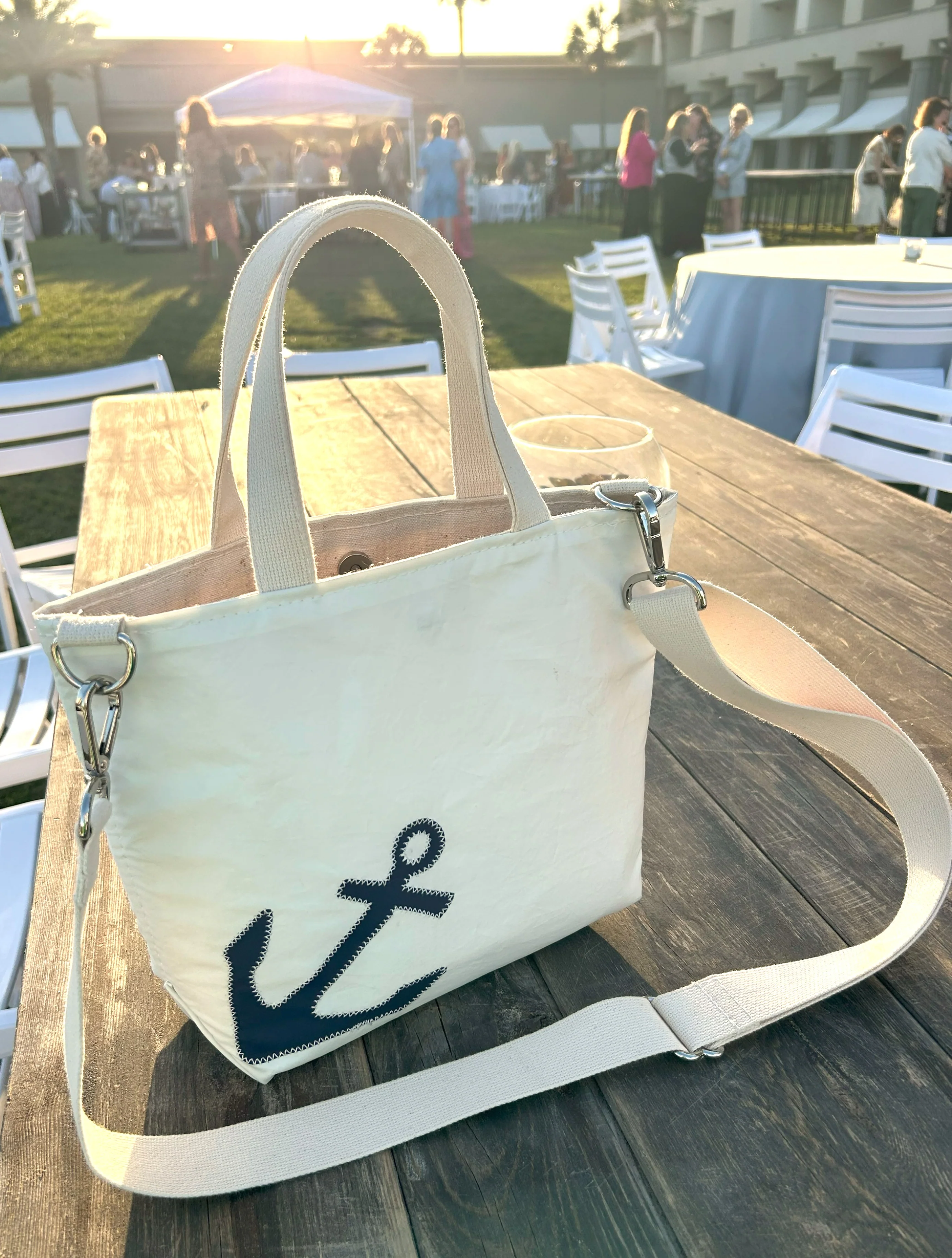 Navy Anchor Crossbody Tote - Image 6
