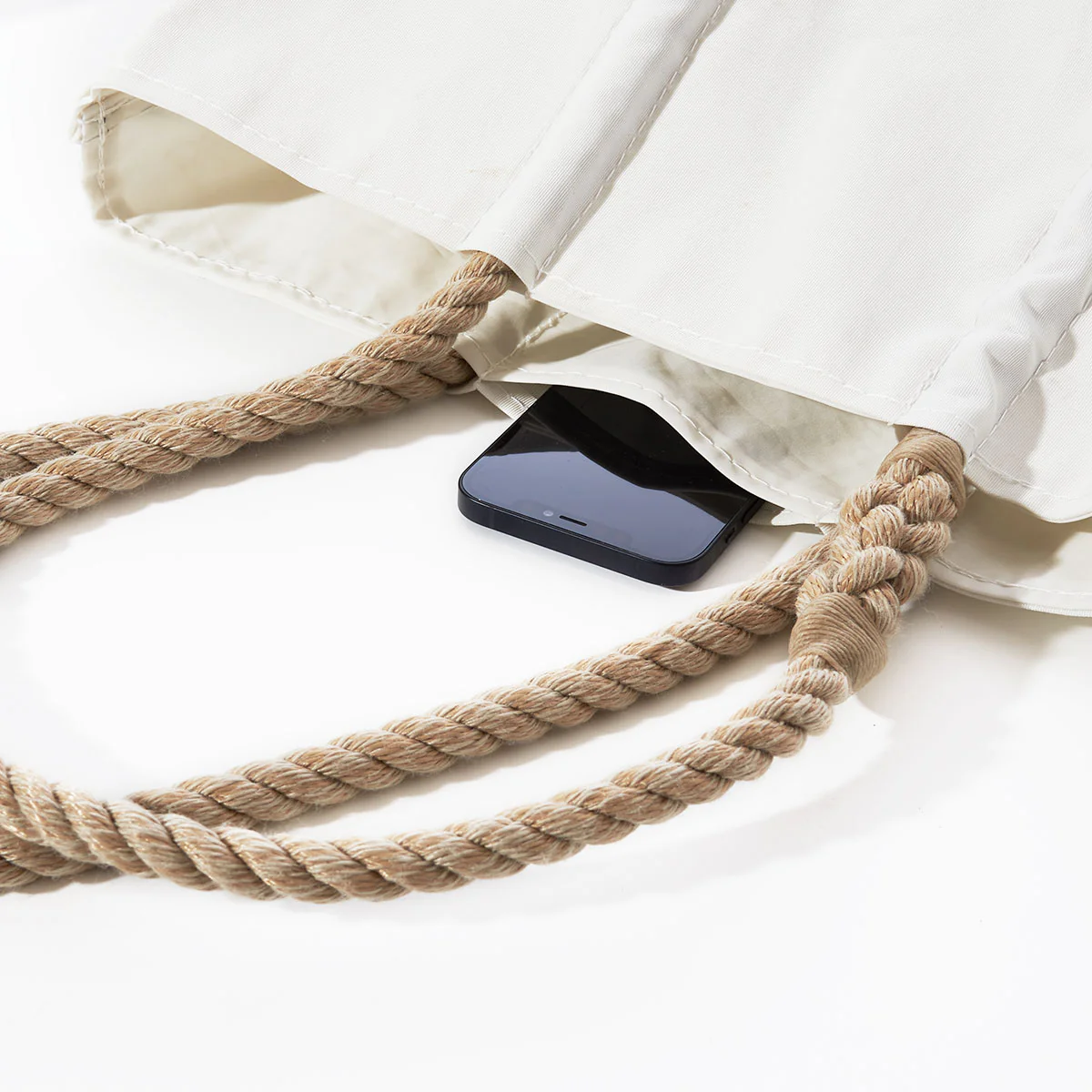 Navy Anchor Handbag with Hemp Rope Handles - Image 3