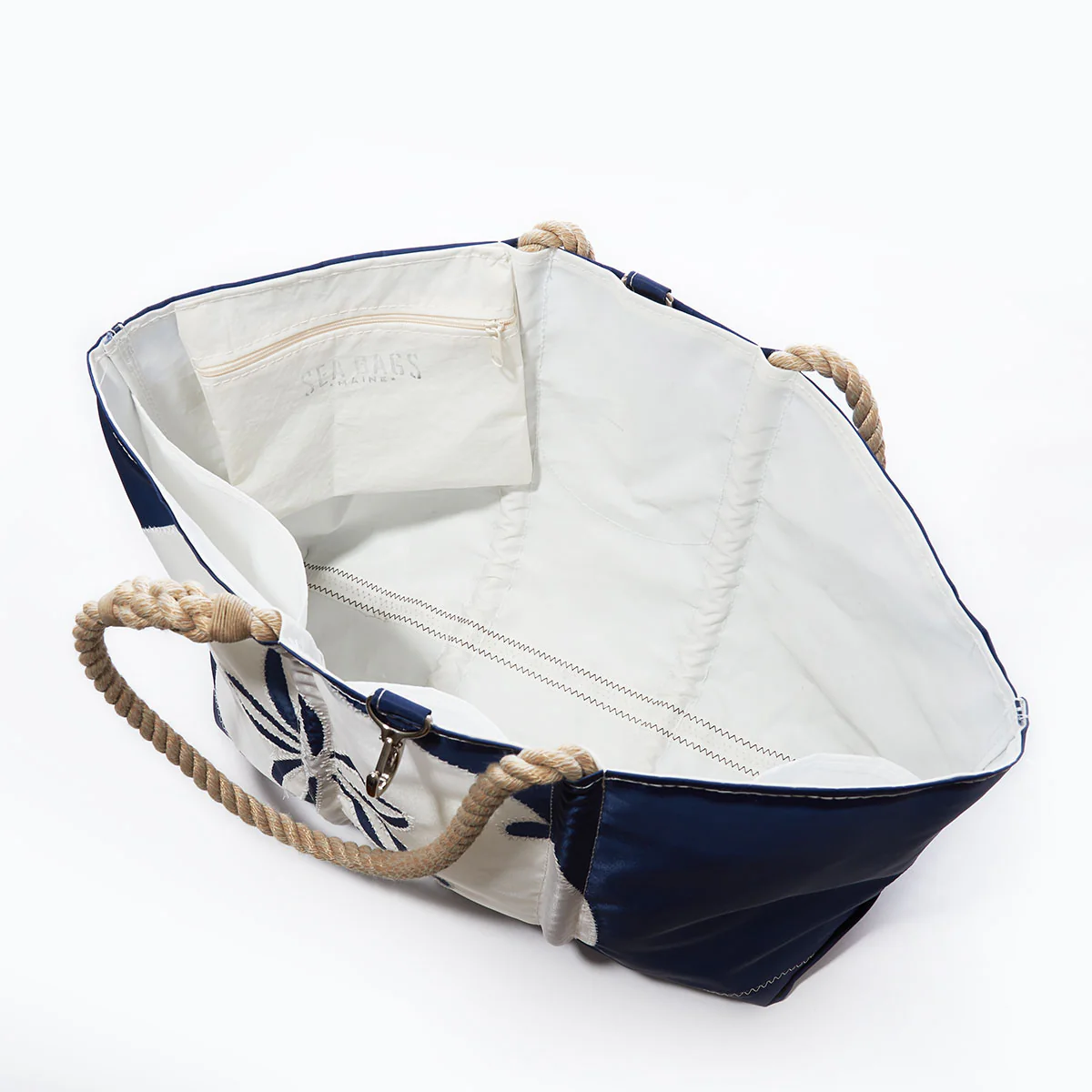 White on Navy Sand Dollar Ogunquit Beach Tote - Image 3
