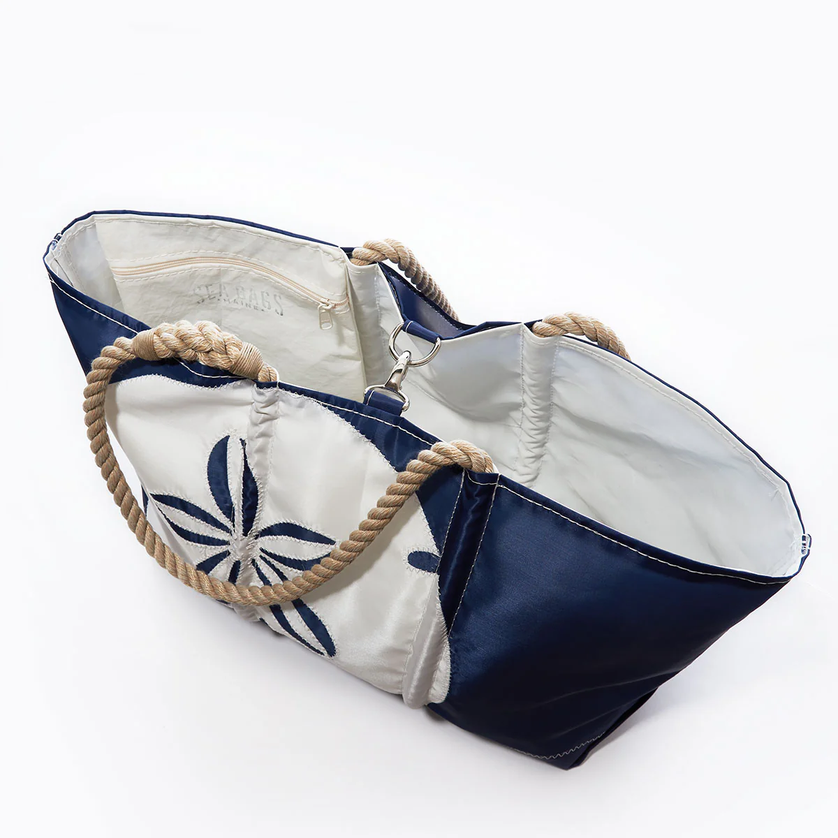 White on Navy Sand Dollar Ogunquit Beach Tote - Image 5