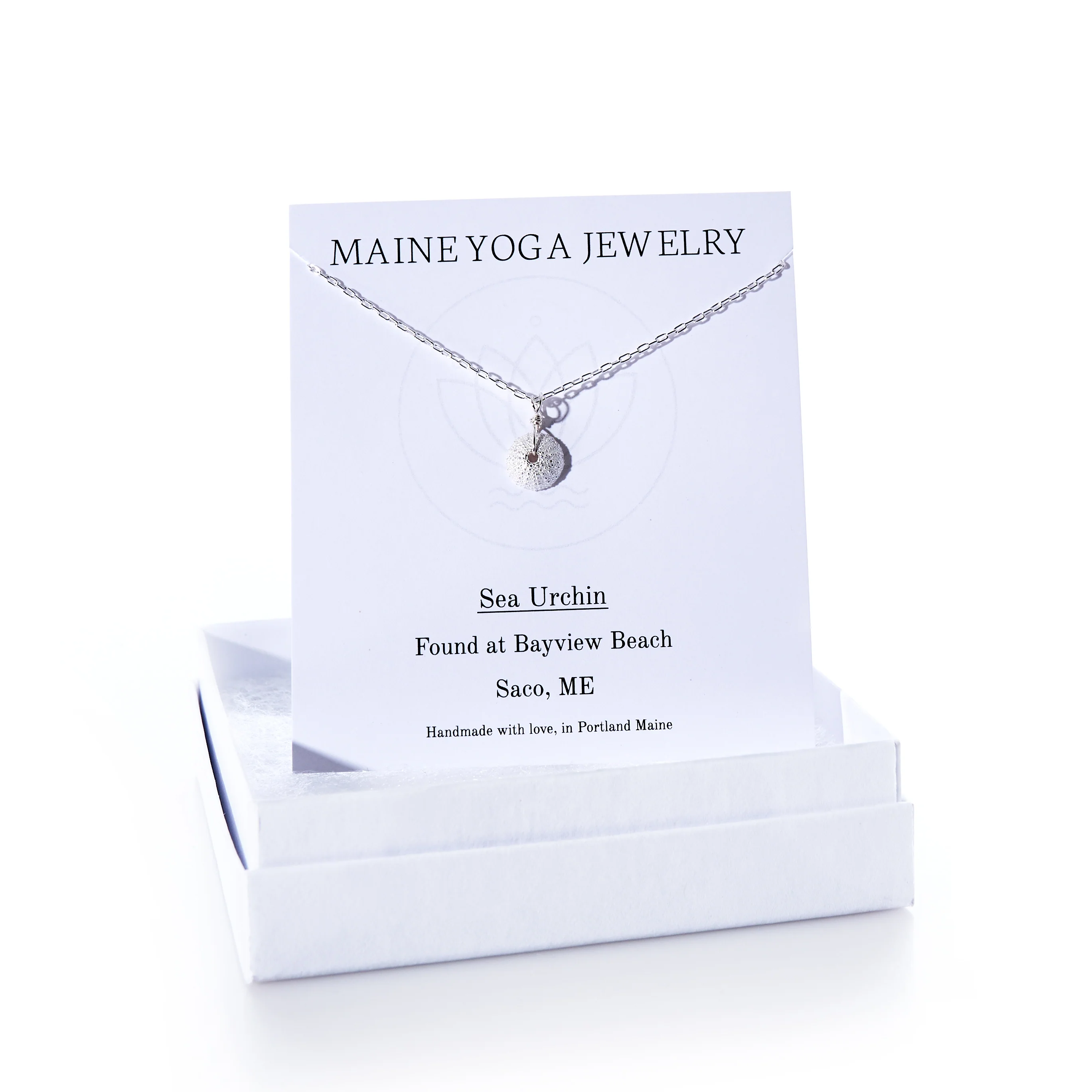 Pendant Necklace - Tiny Sea Urchin Silver - Image 2
